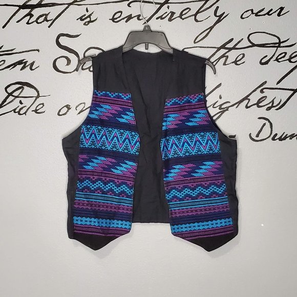 Blue Southwest Patterned Vest Vintage Guatemalan from Catalinas Original… - Picture 1 of 5